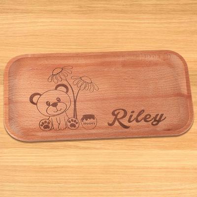 China 2023 New Arrival Sustainable Creative Wooden Rectangular Fruit Dish Snacks Dessert Wooden Dinner Dish for sale