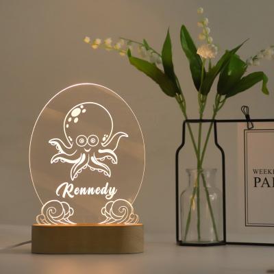 China Decor Modern Oval Creative Night Usb Anime Cartoon Acrylic Lamp For Bedroom Kids Acrylic Led Night Light for sale