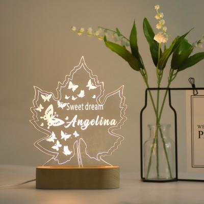 China Newlish EUROPEAN Hot Sale High Quality Maple Leaf Shape Acrylic Decoration Led Night Light for sale