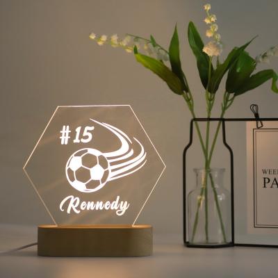 China Creative Modern Regular Hexagon Usb Decor Night Light Acrylic For Bedroom Kids LED Acrylic Night Light for sale