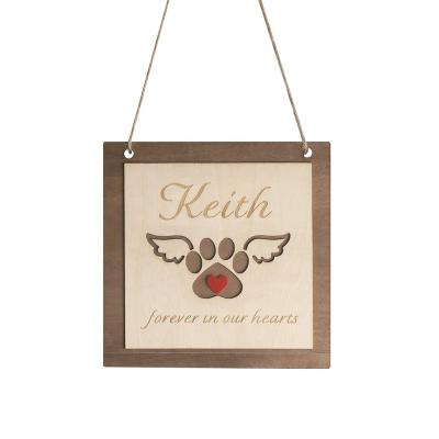 China Mordern Wooden Pet Memorial Photo Frame Tied Of Keepsake Gifts Twine Wooden Pet Memorial Photo Frame for sale