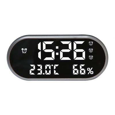 China Large Wholesale Eco-friendly Digital Indoor LED Display Mirror Clock Temperature And Humidity With USB Charger for sale