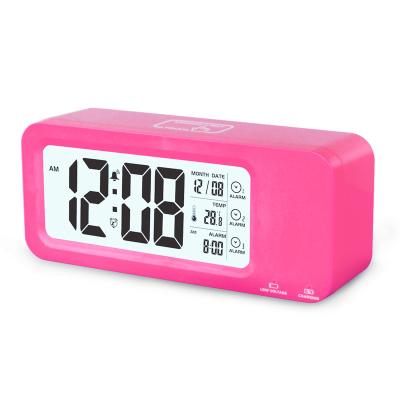 China Calendars Cheapest Large Rechargeable LCD Digital Alarm Clock With Temperature Calendar For Christmas Gift for sale