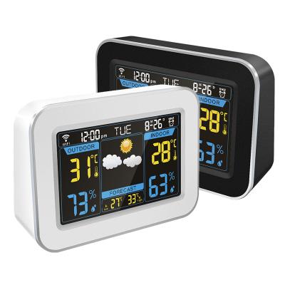 China Classes 2022 Home Decoration Weather Station Temperature Digital Clock Wireless Phone App Control for sale