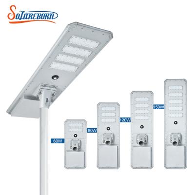 China High Brightness SMD Waterproof IP65 60w 80w 120w 160w Outdoor Road Road All In One Solar LED Street Light for sale