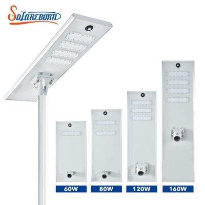 China Outdoor Road High Power SMD IP65 60w 80w 120w 160w Waterproof Garden All In One Solar LED Street Light for sale