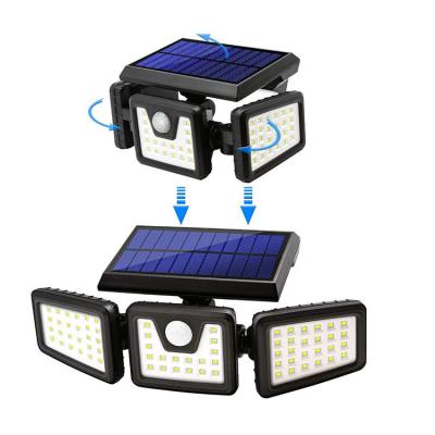 China Hot Selling Outdoor IP65 Garden Waterproof PIR Sensor 3 Head Led Solar Wall Light Garden for sale