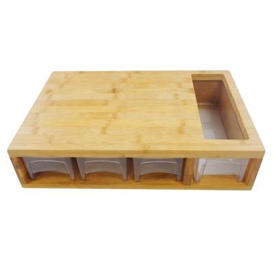 China Viable Sample Furniture Available Wholesale Bamboo Board Cutting Chopper Set With Cutting Board And Storage Box Trays for sale