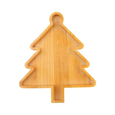 China Viable Sample Available Customize Christmas Tree Bamboo Food Serving Dish Restaurant For Food Snacks Christmas Decoration Supplies for sale