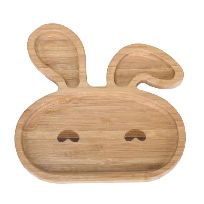 China Available Wholesale Modern Sample Suction Bamboo Kids Plates Reusable Bamboo Baby Dinner Dish Feeding Children Bamboo Dish Suction for sale