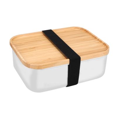 China Wholesale High Quality Viable 304 Stainless Steel Bento KidsLunch Box Seal Leakproof Square Food Grade Food Container With Bamboo Lid for sale