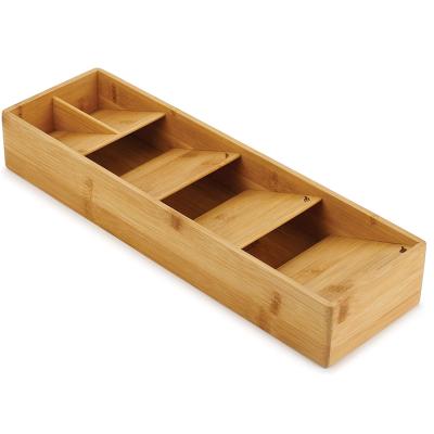 China Small Drawer Bamboo Compact Cutlery Shop Expandable Kitchen Utensil Sample Expandable Organizer Tray For Kitchen Drawers for sale