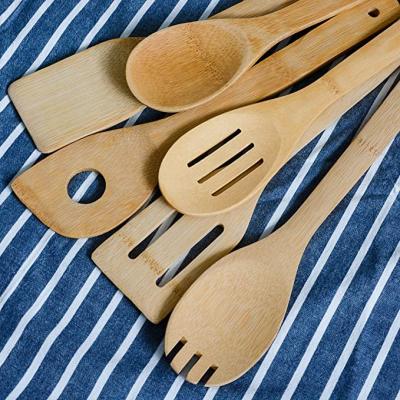 China Sustainable Kitchen Cookware Set Bamboo Kitchen Utensil Set Bamboo Cookware Set Cooking Spatula Fork Spoon Turner for sale