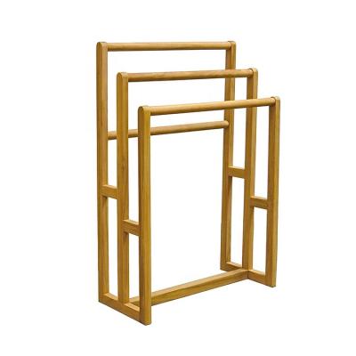 China Wholesale Spa Bamboo Free Standing Towel Rack Available Fashion Sample, 3-Bar, Fully Assembled for sale