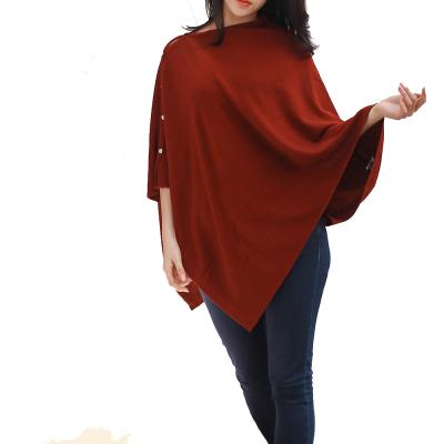 China Cashmere NO MOQ Solid Color Stock Simple Wholesale Women's Knitted Cashmere Poncho for sale