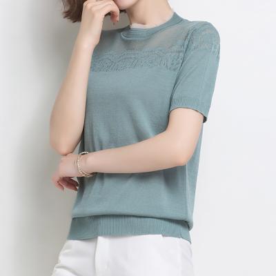 China Fashion High Quality Short Sleeve T-Shirts Woman Wool O Neck Anti-Wrinkle T-Shirt for sale