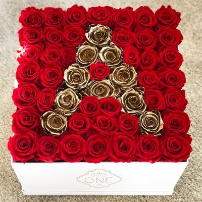 China Wholesale Real Romantic Preserved Rose UO Mother's Day Gifts Custom Made A Grade Letter Rose Flower Durable Preserved Roses In Gift Box Forever for sale