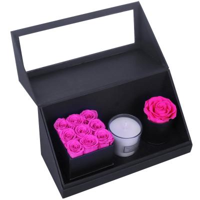 China UO Romantic Preserved Rose UO Valentines Day Gift Classic Wholesale Real Rose Eternal Roses Package Scented Candles Preserved Rose With Candles for sale