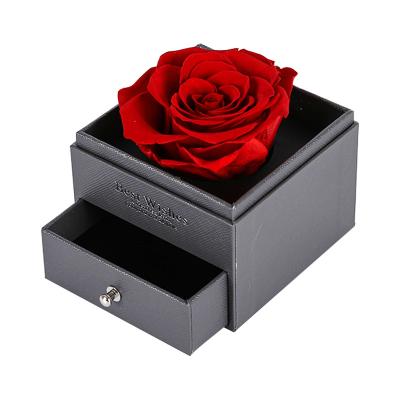 China Real Romantic Preserved UO Amazon Rose Hot Lasting Eternal Rose Flower Preserved Roses Gift Box With Necklace for sale