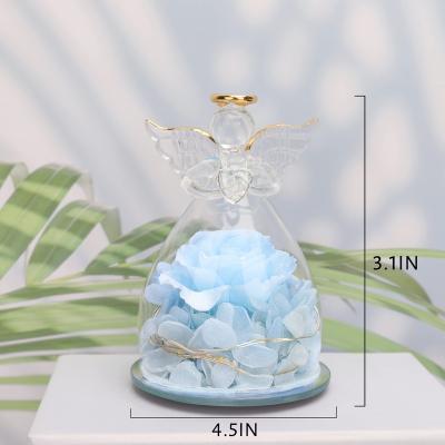 China UO Prince Flower Unique Eternal Romantic Preserved Luxury Real Rose Small Roses in Glass Attractive Angels with Pretty Preserved Rose for sale