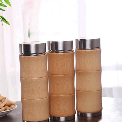 China Hot Selling Custom PORTABLE Stainless Steel Scented Insulated Natural Bamboo Water Bottle eco-frindly for sale