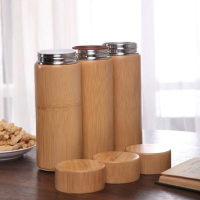 China PORTABLE Hot Sale BPA Free Vacuum Bamboo Tea Cup Infuser Bottle for sale