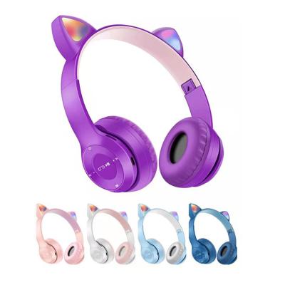 China Cute Headband New Product Pink Lightcat Snap Ear Girl Gaming Headset With MIC P.J. Noise Reduction RGB Earphone for sale