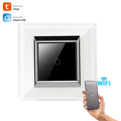 China Smart Glass-Glass Panel Alexa Switch 1 Band 1 Way Touch Switches App Control Wifi Touch Wall Switch UK US Port USB Socket for sale