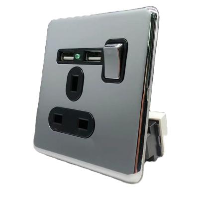 China Luxuy UK Standard Wall Switch With USB 2 Gang 3 Pin Dual Power Wall Switch 13a Switches And Outlets Electrical Materials for sale