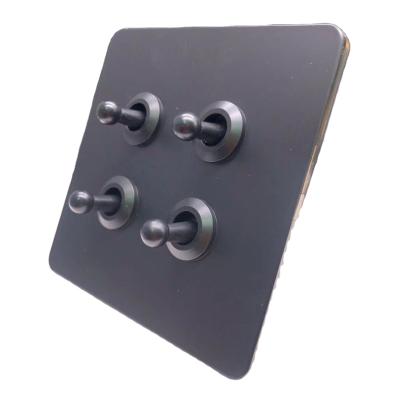 China 4 Gang 1 Way Switch Stainless Steel Electric Face Panel Wall Switch Brassed Gold Matte Black Matte Black for sale