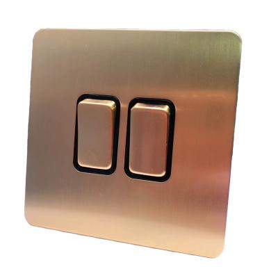 China Outdoor Mounted Stainless Steel Face Panel 2 Gang 2 Way Wall Switch Lamp Switch Panel Electrical Hardware Terminal Switches for sale