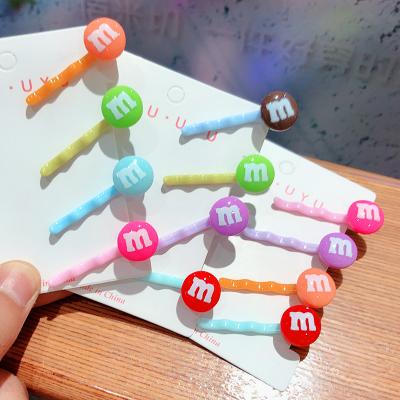 China The M Bean Rainbow Candy Hairpin Accessories Durable Simple Wholesale Children's Candy Color Hairpin for sale