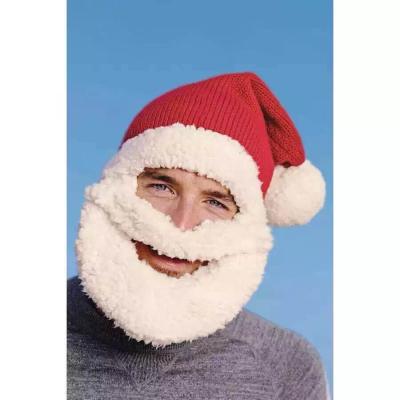 China Christmas Dceoration Factory Direct Sales Christmas Party Supplies Santa Claus Hat Adult Children'S Dismountable Knitted Hat With Beard for sale