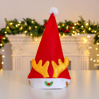 China Adult Decoration Santa Dress Up Hats Christmas Party Ornament Cartoon Christmas Hat Child Elk Antler Hats for sale