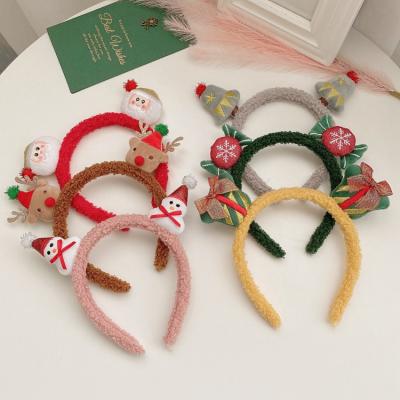 China New Style Santa Claus Hairband Christmas Elk Snowman Snowflake Durable Plush Headband Non-Slip Christmas Headband for sale