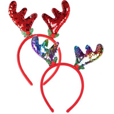 China New Glitter Christmas Headdress Headband Hair Accessories Headband Christmas Party Show Dress Up Christmas Antlers Headband for sale