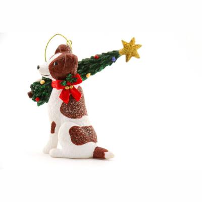 China All New Design High Quality Dog Ornament Cute Animal Christmas Gift Customized Resin Dog Figurine Animal Ornament for sale