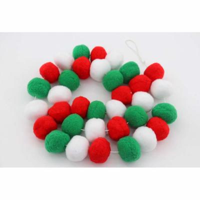 China Christamas Christmas Home Decoration 3 Ball Garland For Christmas Tree Decorative Christmas Party Site Colors Felt Background Wall Wool Pompom Ball Garland for sale