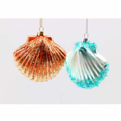 China Christmas Tree Decoration Glass Conch Shell Figurines Ornament Hanging Wall Art Craft Sea Life Model Decor Home Decoration Glitter for sale