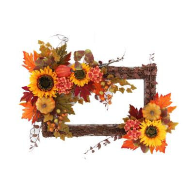 China Home Wedding Decorative Flowers Wreath Wholesale Autumn Wreath For Front Door Christmas Decoration Sun Flower Wreath Home Artificial Wreath Supplies for sale