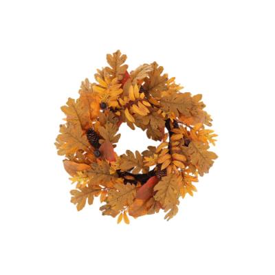 China Harvest Festival Decoration Thanksgiving Halloween Fall Wreath Artificial Yellow Maple Leaves Garland for Front Door Indoor Outdoor Decorations for sale