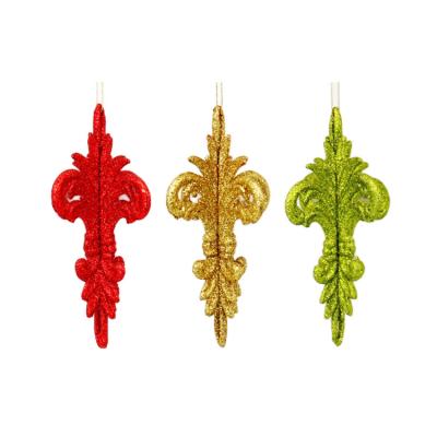 China Bling Bling Christmas Miniature Plastic Sword Flowers Hanging Ornaments With Glitter Powder For Decor Gift for sale