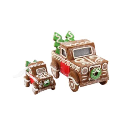 China Creative Gingerbread Christmas Decoration Gingerbread Christmas Car /Truck Shape Ornament Polymer Clay Christmas Car For Festival Hanging Party Decoration for sale