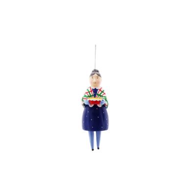 China Mini Woman Figurine Exquisite Home Hanging Resin Christamas Home Decor Grandma Christmas Figurine Open Christmas Tree Ornament for sale