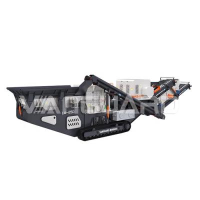 China Mobile stone crushing and screening plant mounted on quarry rails for gravel for sale