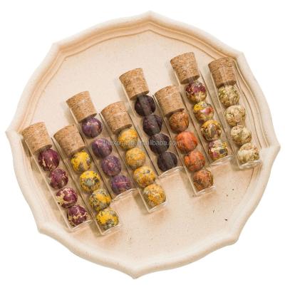 China / Mini Balls Natural Detox 10 Flavors Handmade Flower Balls Herbal Tea Gifts Glass Tubes Healthy Drink for sale