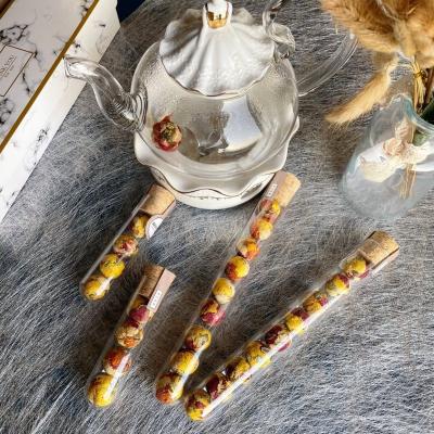 China Infusion with Flowering Water Flower Ball Herbal Tea Gift Tubes Chinese Handmade Natural Handwork 10 Different Flavors Colorful Easy Packing Fans for sale