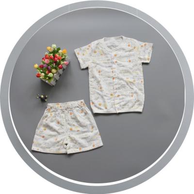 China 2018 hot sale high quality low short sleeve price 2 layers cotton gauze baby climbing clothes for sale