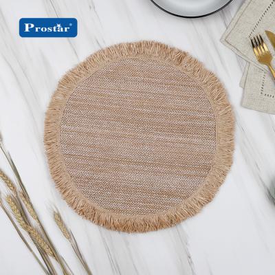 China Fringe Style Round Washable PP Woven Table Mat Sustainable Wholesale 2020 Kitchen Place Mat for sale