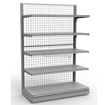 China Double Sided Wire Mesh Back Panel Supermarket Shelf For Store for sale